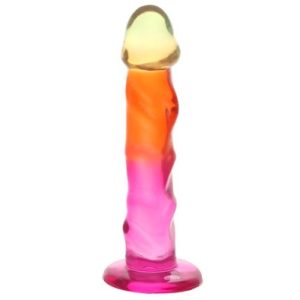 Crystal Jellies 7.5 Inch Ripple Classic Dildo in Rainbow